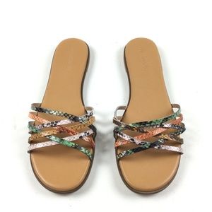 MADEWELL NEW The Tracie Crisscross Slide Sandal in Snake Embossed Leather Sz 9.5